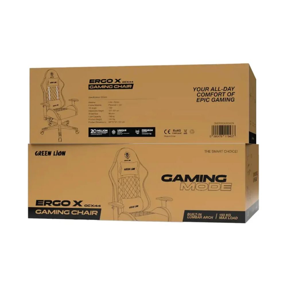 Green Lion ERGO X Gaming Chair - BLACK / Green - GCX44