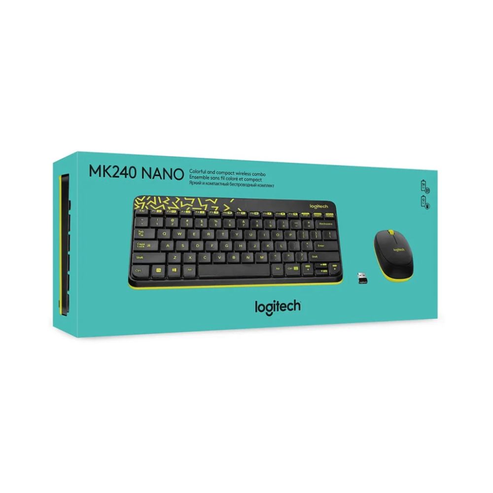 Logitech MK240 Nano Wireless Keyboard and Mouse Combo - Compact - Colorful - and Efficient