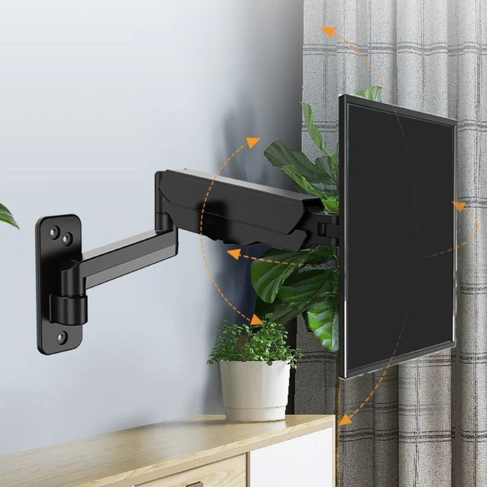 KALOC KLC-M520 Wall Mount Adjustable Single Monitor Arm with Internal Gas Spring technology, for Screens 17 to 35 Inches