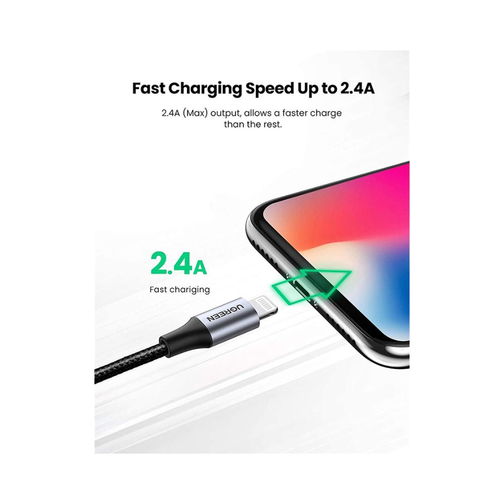 Ugreen USB-C to Angled Lightning Braided Cable – MFi Certified Fast Charging