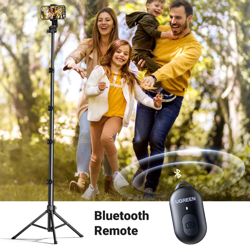 UGREEN 70-Inch Aluminum Phone Tripod with Bluetooth Remote | 15609