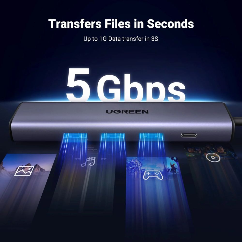 UGREEN 5 in 1 Multiport Hub USB 3.0 to Ethernet Adapter