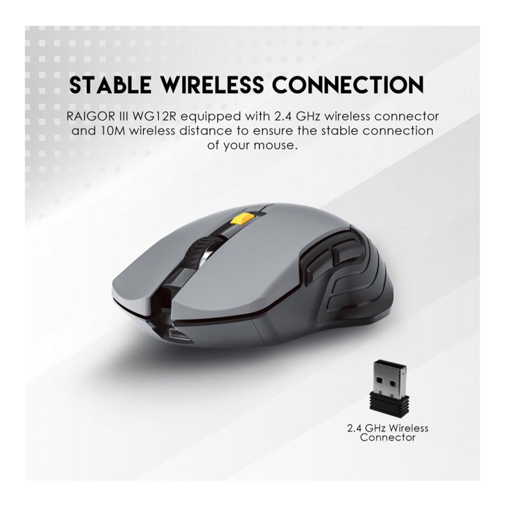 Fantech WG12R RAIGOR III, Rechargeable Wireless Gaming Mouse with Built-in Battery