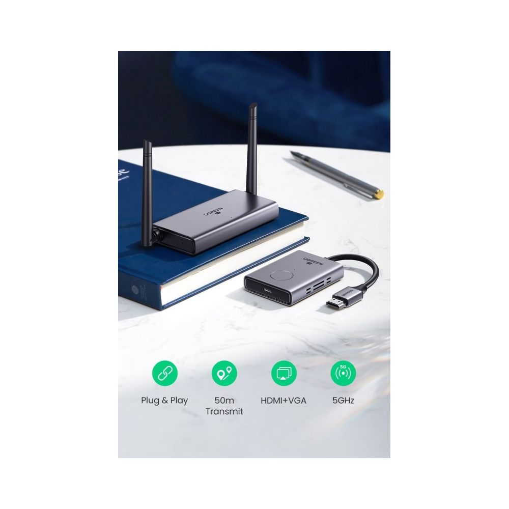UGREEN HDMI Wireless Extender, 50 Meters Wide Range, HDMI & VGA-Receiver, Support 1080P@60Hz - CM506 50633