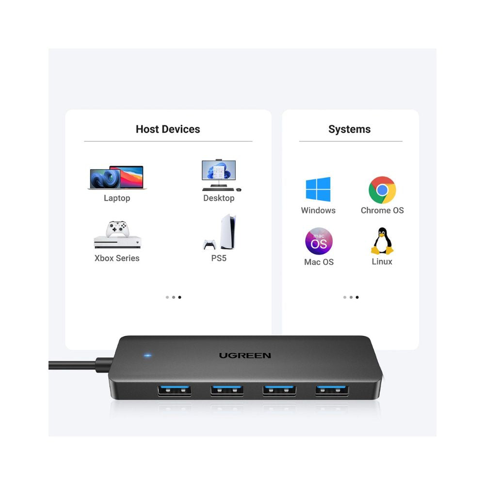 UGREEN USB 3.0 to 4- Port USB 3.0 Hub, with Power Port, Stable Transmission, Data Transfer up to 5 Gbps - CM219 25851 35574