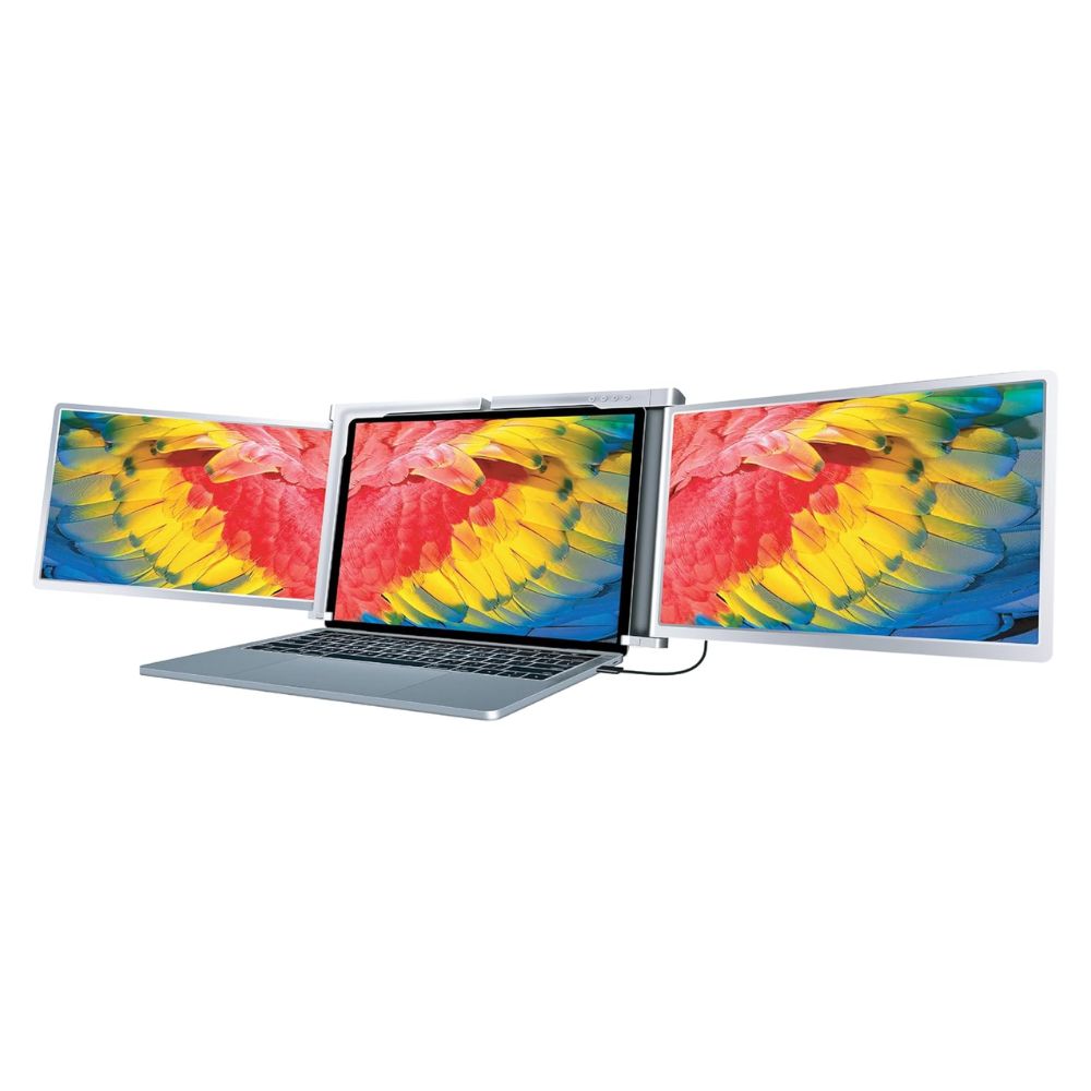 Powerology 13.3" Dual Screen Portable Monitor - Silver - PDSLM13