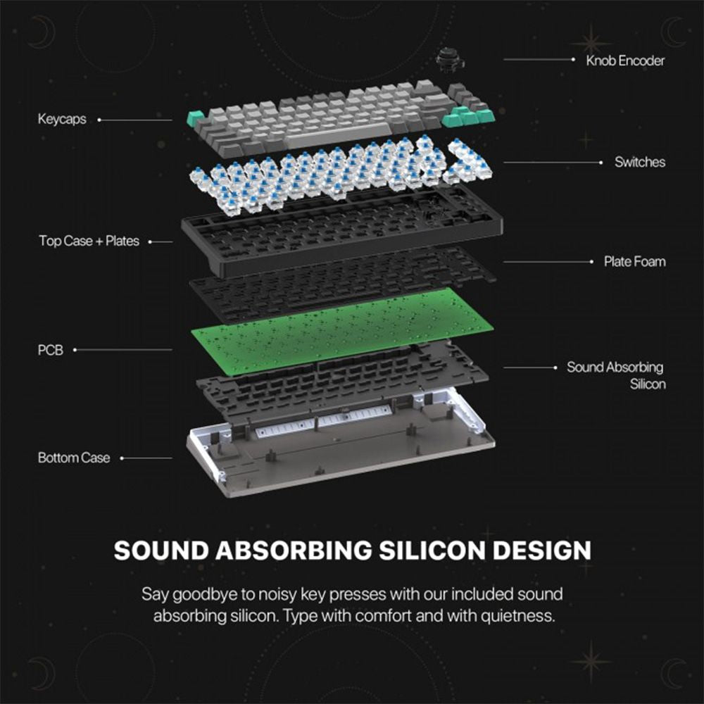 Fantech STELLAR Edition MK913 - ATOM PRO83, 3 Modes: Bluetooth, Wireless & Wired, Built-in Battery, Mechanical Gaming Keyboard