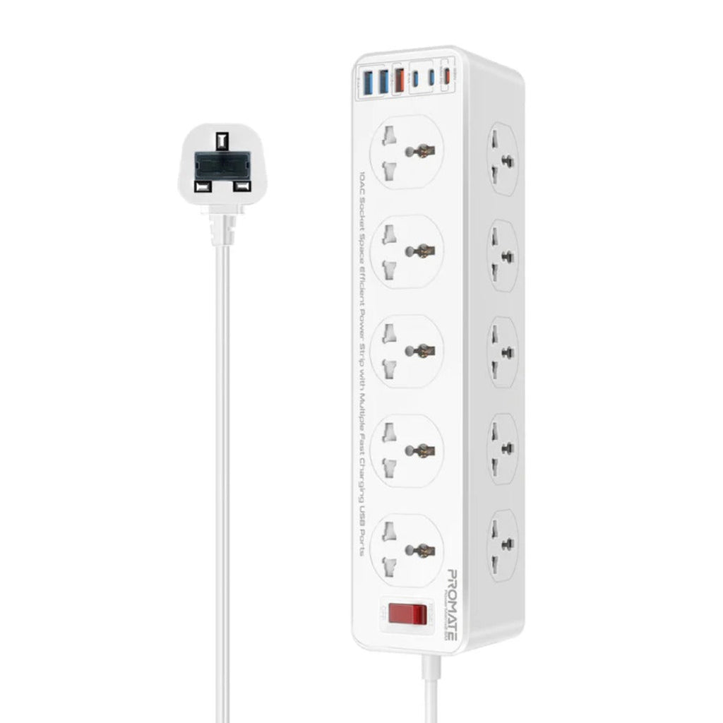 Promate PowerMatrix2-5M - 10AC Socket Space Efficient Power Strip