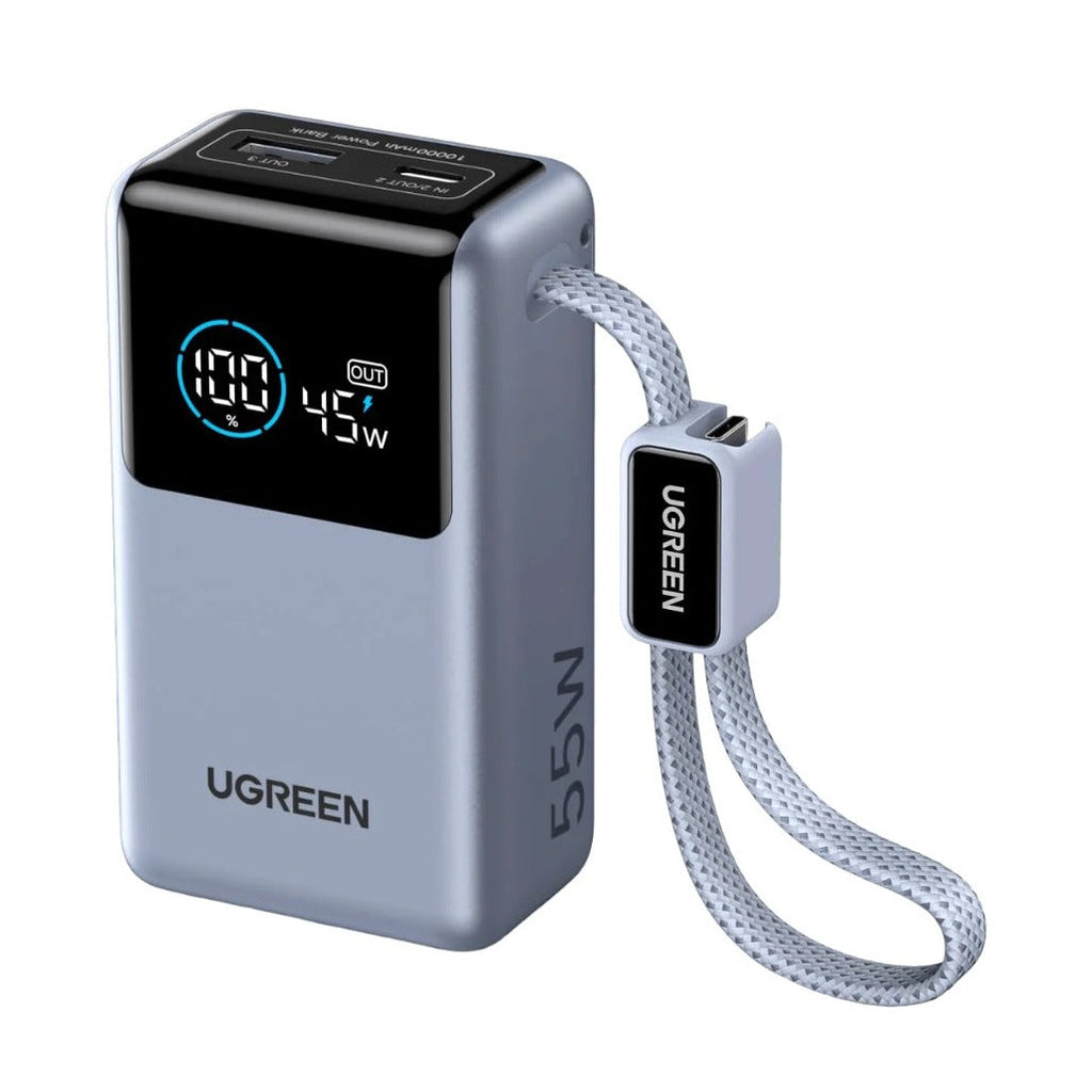 UGREEN Nexode Power Bank - 10000mAh, 55W, 2 Ports, Built-in Cable