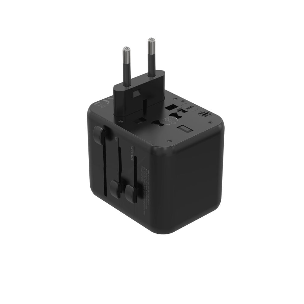 Porodo Blue Dual USB-A Universal Travel Adapter