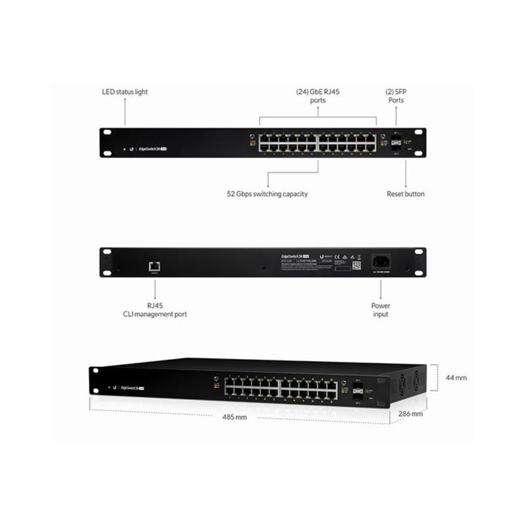 Ubiquiti EdgeSwitch 24-Port Layer 2/3 PoE Switch ES-24-250W