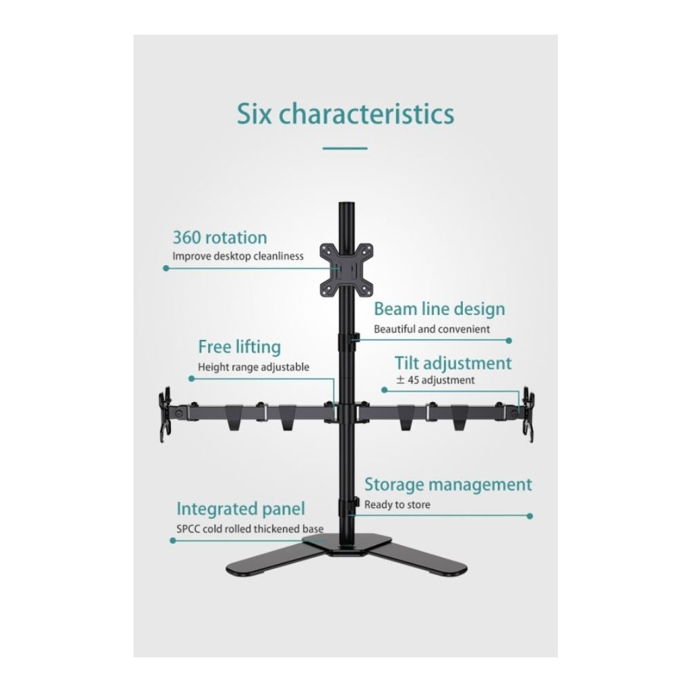 Kaloc DW230T Adjustable Triple Monitor Arm, for Screens 17 to 27 Inches