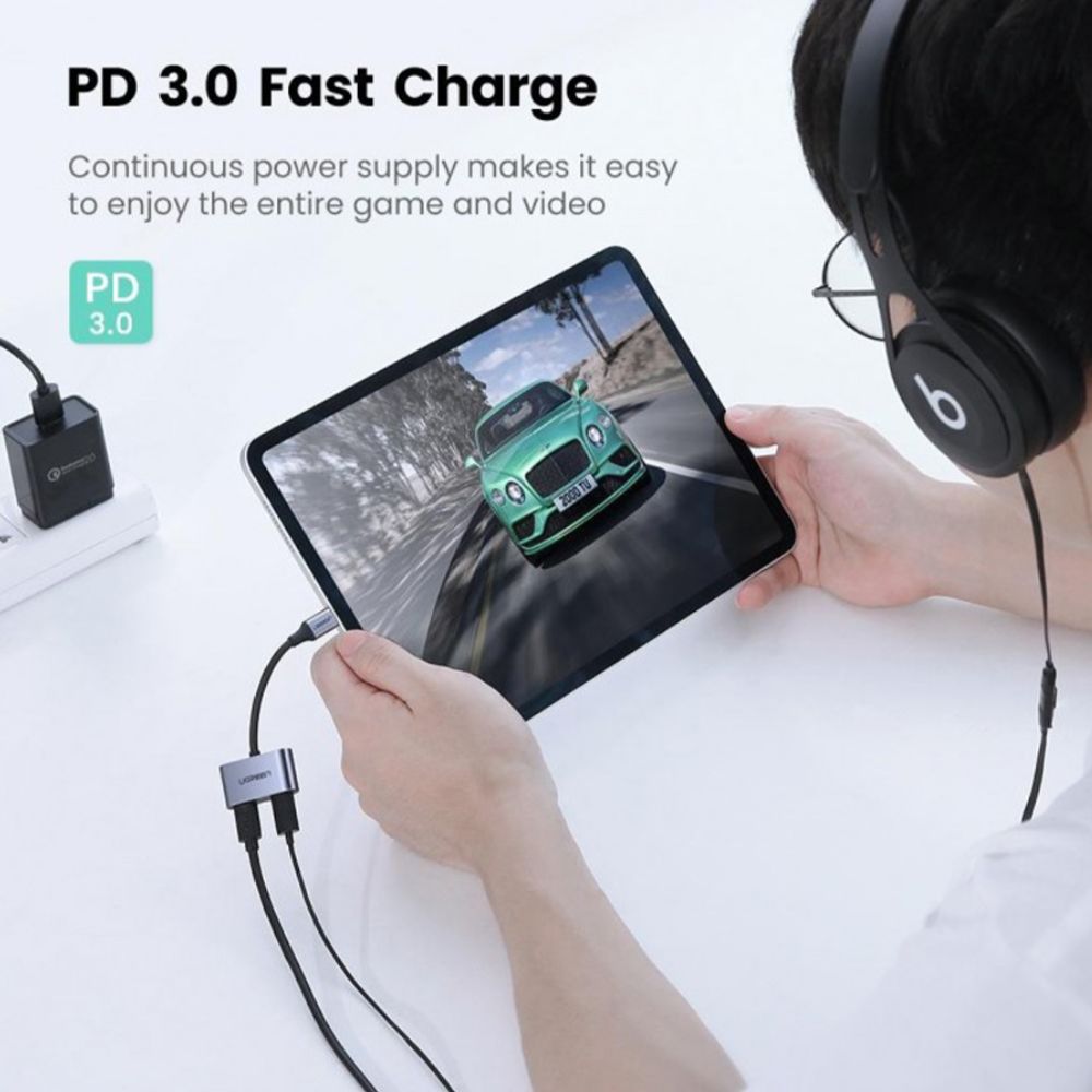 UGREEN 2-in-1 Type-C to Type-C Audio + PD USB-C Charging Adapter