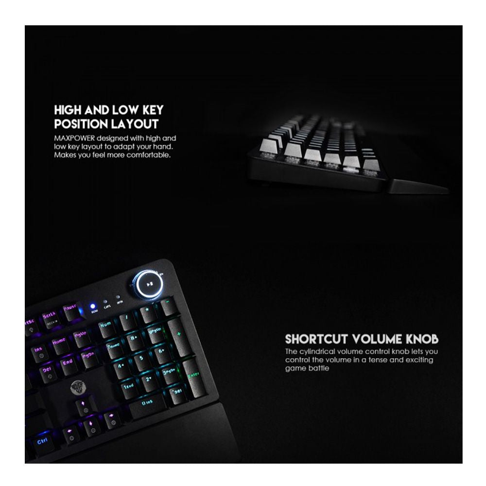 Fantech MK853 MAXPOWER, Pro Wired Mechanical Keyboard with RGB Lighting & Comfortable with wrist rest