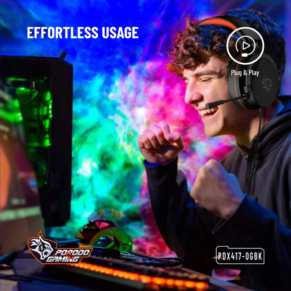 Porodo Gaming PC RGB ENC Gaming Headphones - Black | PDX417-OGBK