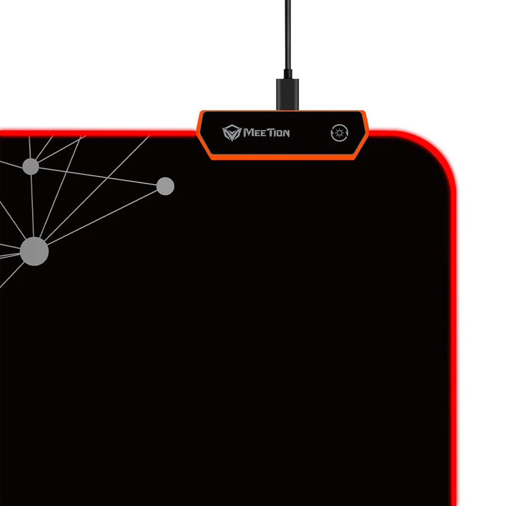 MEETION MT-PD120 RGB Gaming Mouse Pad | 9 Light Modes, 355x265x4mm, Micro-USB Powered, Plexiglass Surface, Non-Slip Rubber Base, Plug & Play, LED Backlit, Black