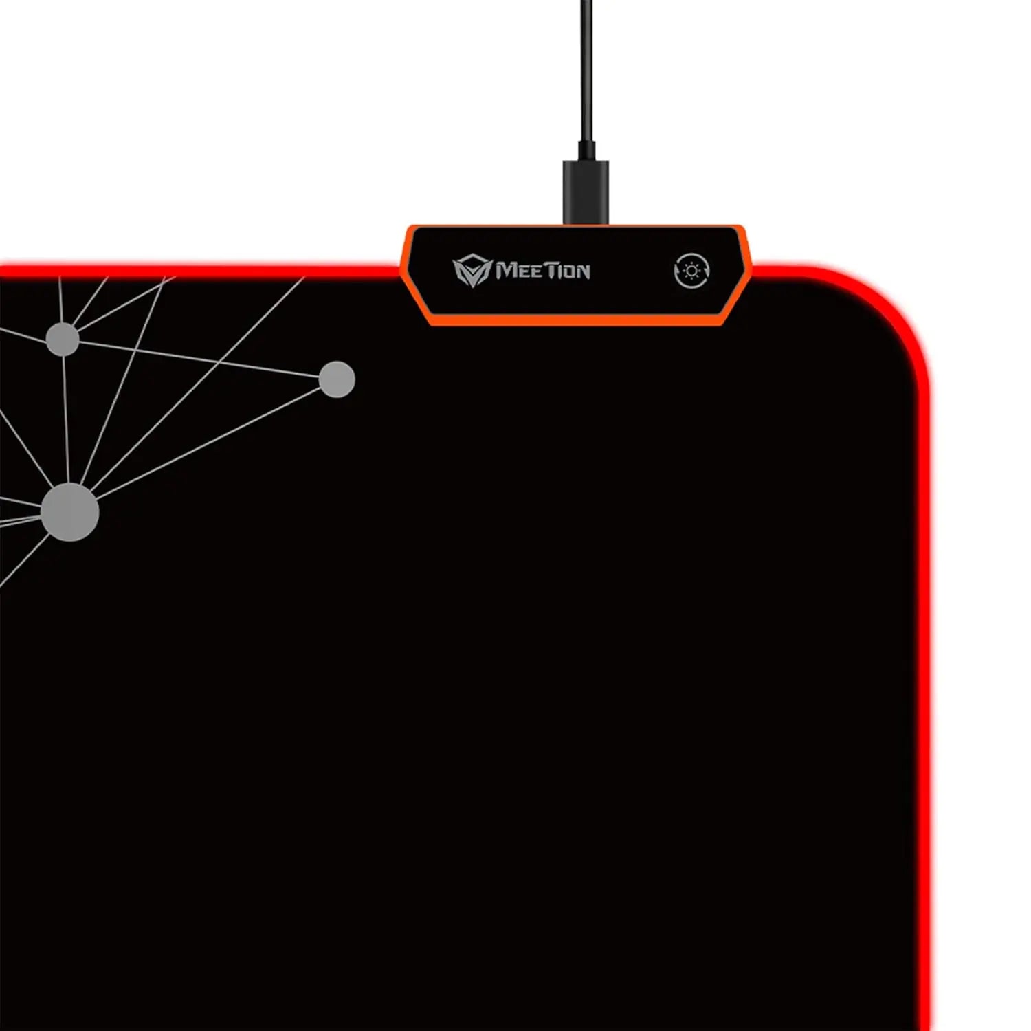 MEETION MT-PD120 RGB Gaming Mouse Pad | 9 Light Modes, 355x265x4mm, Micro-USB Powered, Plexiglass Surface, Non-Slip Rubber Base, Plug & Play, LED Backlit, Black