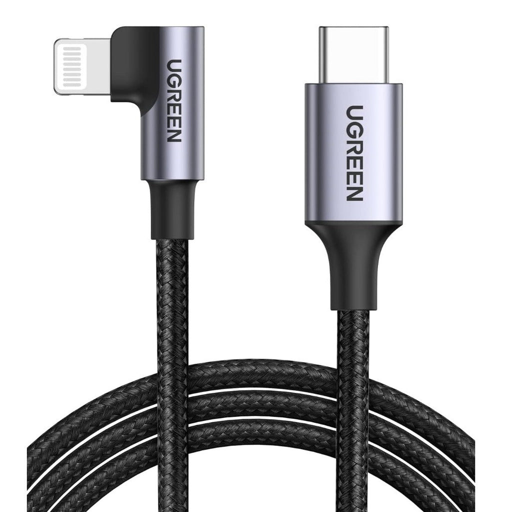 Ugreen USB-C to Angled Lightning Braided Cable – MFi Certified Fast Charging