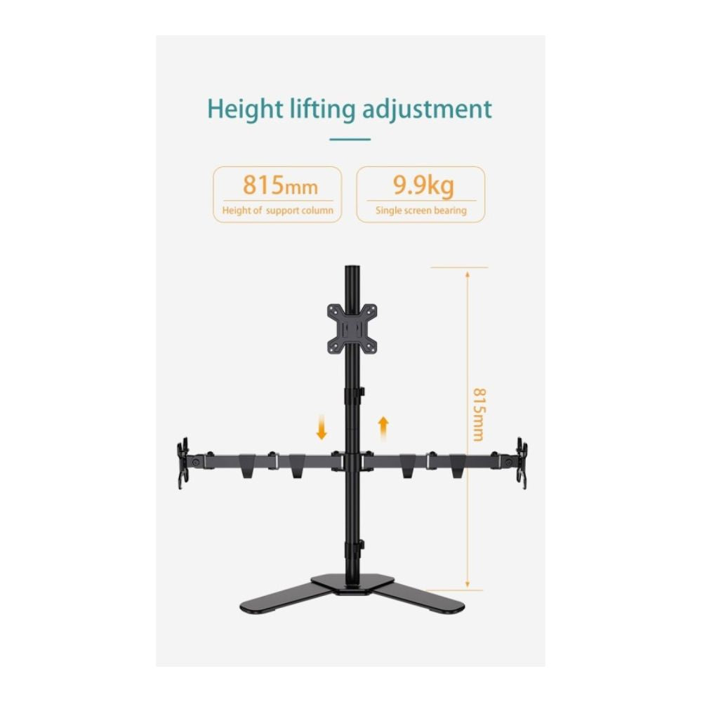 Kaloc DW230T Adjustable Triple Monitor Arm, for Screens 17 to 27 Inches