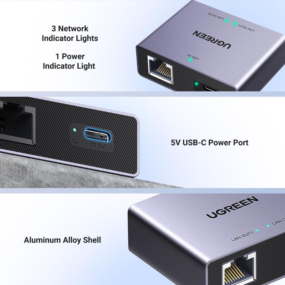 UGREEN 1 to 2 1000Mbps LAN Splitter