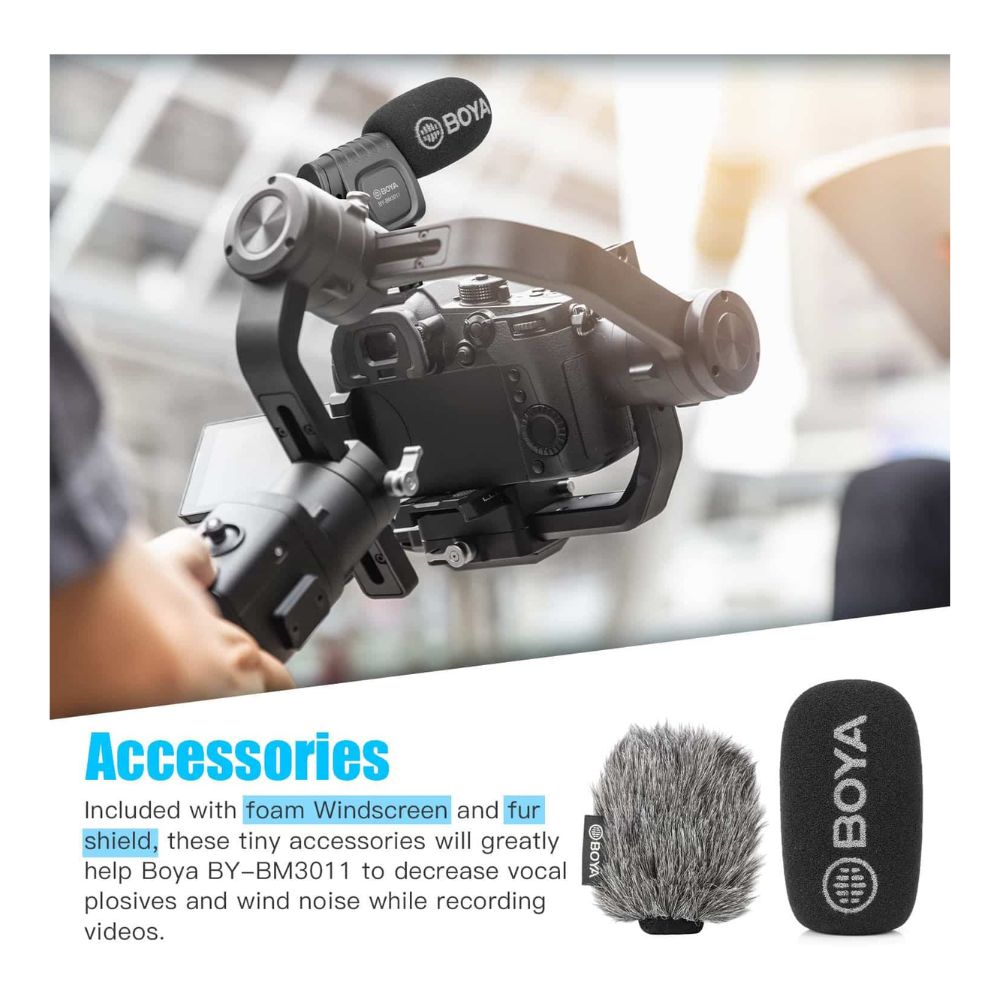 Boya, BY-BM3011, Compact On-Camera Shotgun Microphone for Cameras, Smartphones, Tablets and Computers