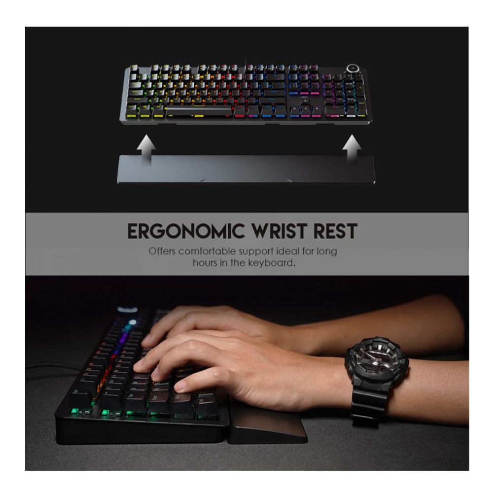 Fantech MK853 MAXPOWER, Pro Wired Mechanical Keyboard with RGB Lighting & Comfortable with wrist rest