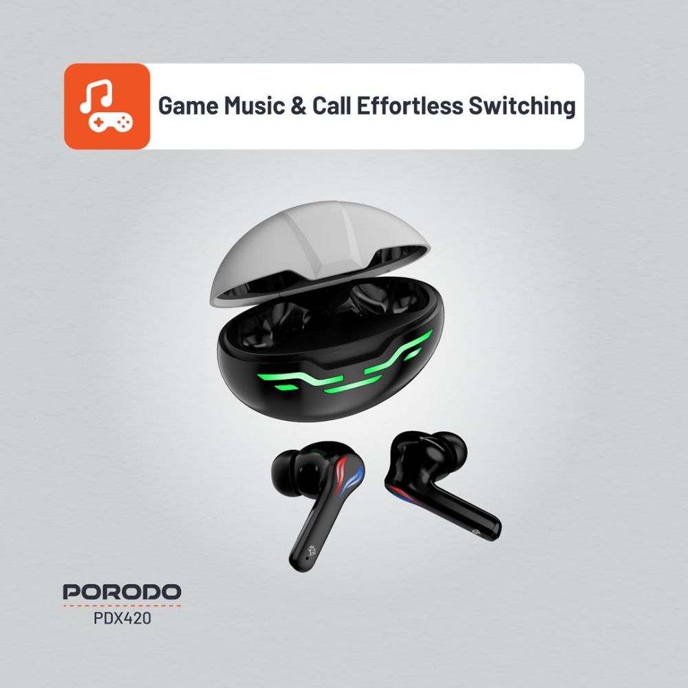 Porodo Gaming PDX420 - Ultra Low-Latency Gaming Earbuds