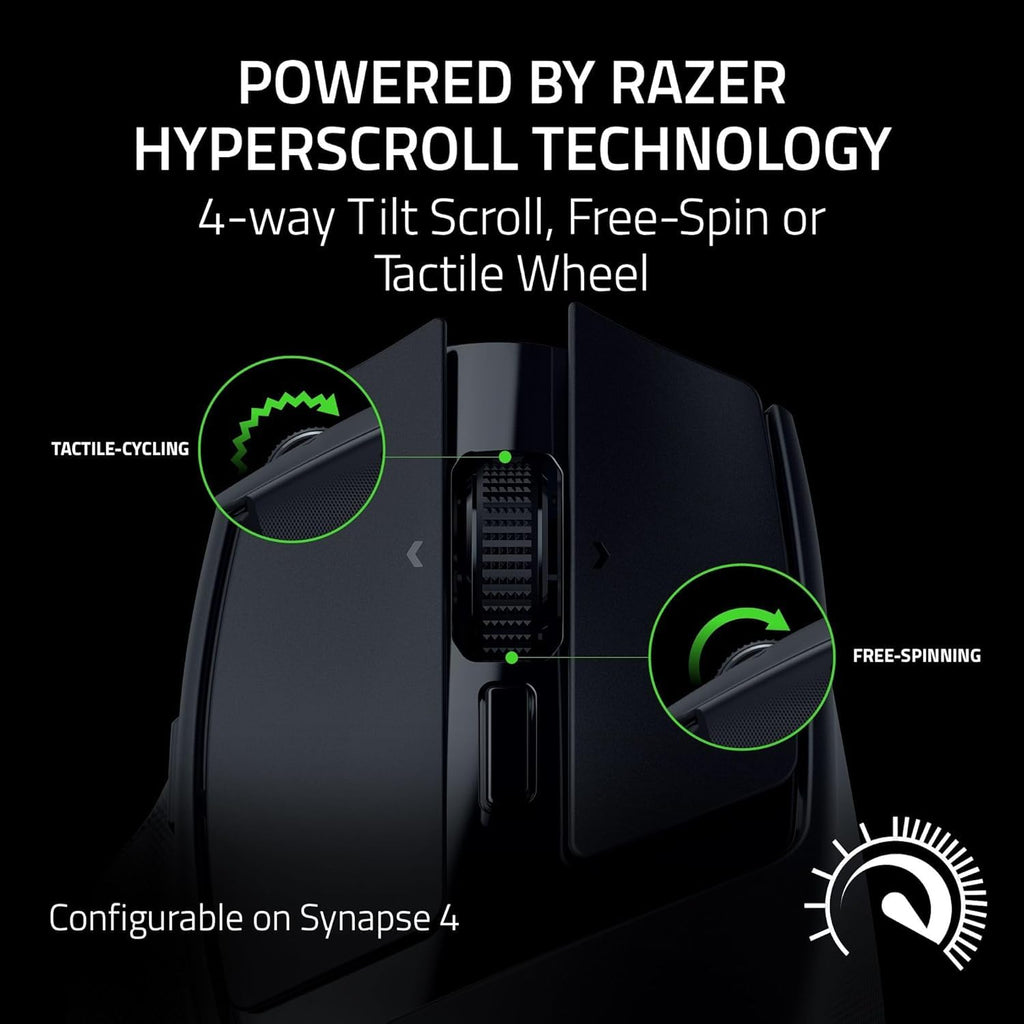 Razer Basilisk Mobile - Small Portable Ergonomic Wireless Gaming Mouse - AI Prompt Master - Focus X 18K Sensor (Tri-Mode Connectivity, Up to 105 Hour, Mouse Switches Gen-3) Black