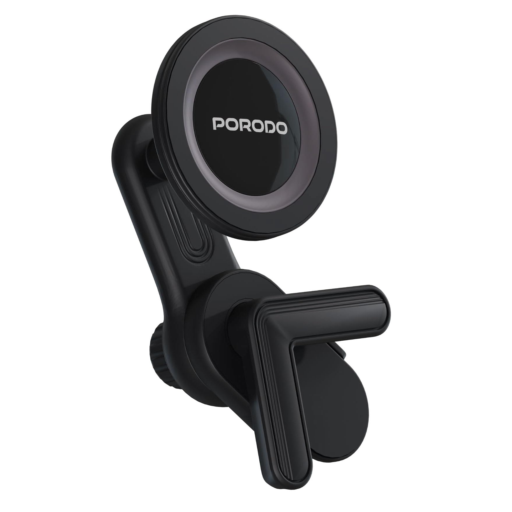 Porodo PD-AVU2M-GY Aluminum Magnetic Car Mount Air-Vent and Stick-on Mobile Phone Holder, With 6 Strong Magnets