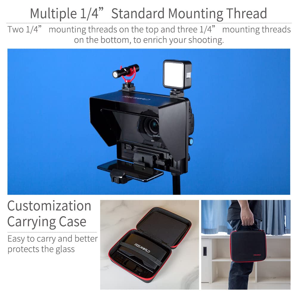 FeelWorld TP10 Portable Folding Ultimate Teleprompter for Smartphone/Tablet/DSLR (10")