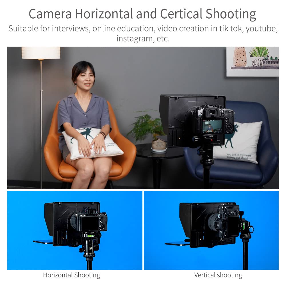 FeelWorld TP10 Portable Folding Ultimate Teleprompter for Smartphone/Tablet/DSLR (10")