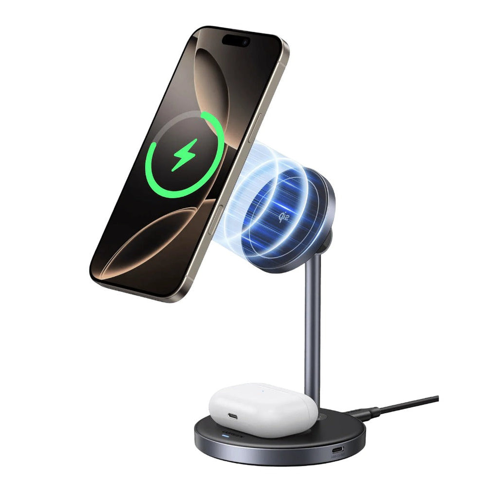 Ugreen MagFlow 2-in-1 Wireless Charger - Qi2 15W MagSafe Compatible Charging Stand