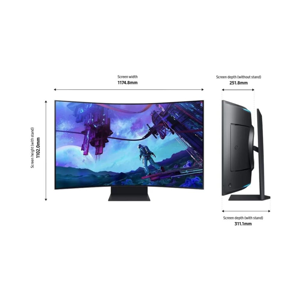 شاشة ألعاب سامسونج Odyssey G55C Series QHD 1000R منحنية مقاس 32 بوصة، زمن استجابة 1 مللي ثانية (MPRT) AMD Radeon FreeSync LS32CG550ENXZA 