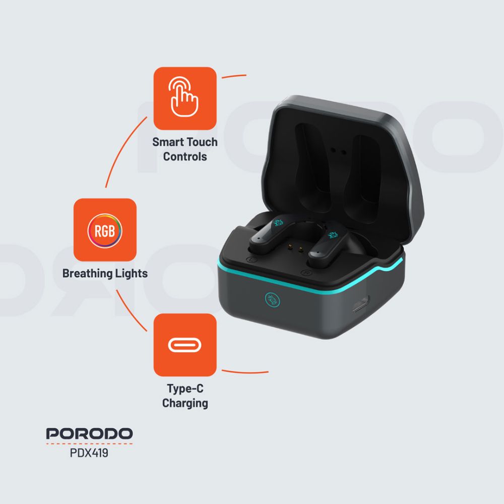 Porodo Gaming PDX419 - Ultra Low-Latency Gaming Earbuds