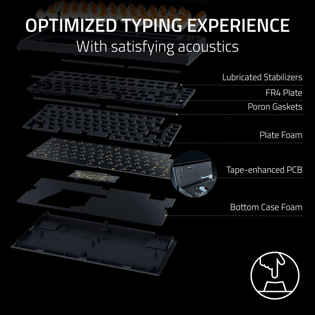 BlackWidow V4 75% - White Ed. - US Layout Mechanical Gaming Keyboard: Hot Swappable Design - Compact & Durable - Orange Tactile Switches - Chroma RGB - Roller & Media…