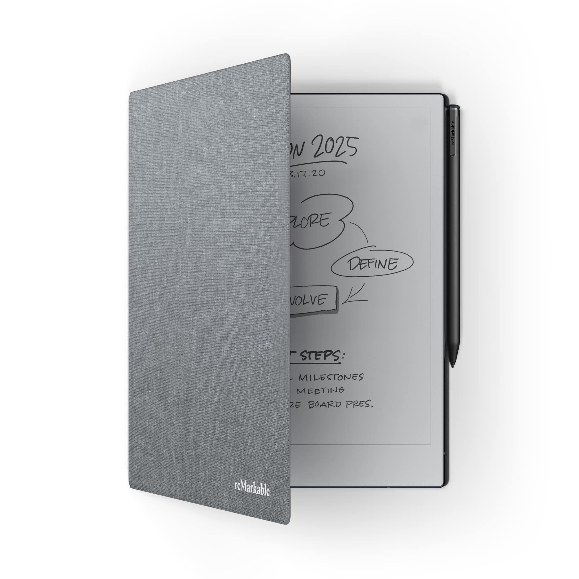 Book Folio – Official reMarkable 2 Cover | Slim, Premium Book Folio in Grey Polymer Weave| Stylish Protection for Your rM 2 Tablet - RM314