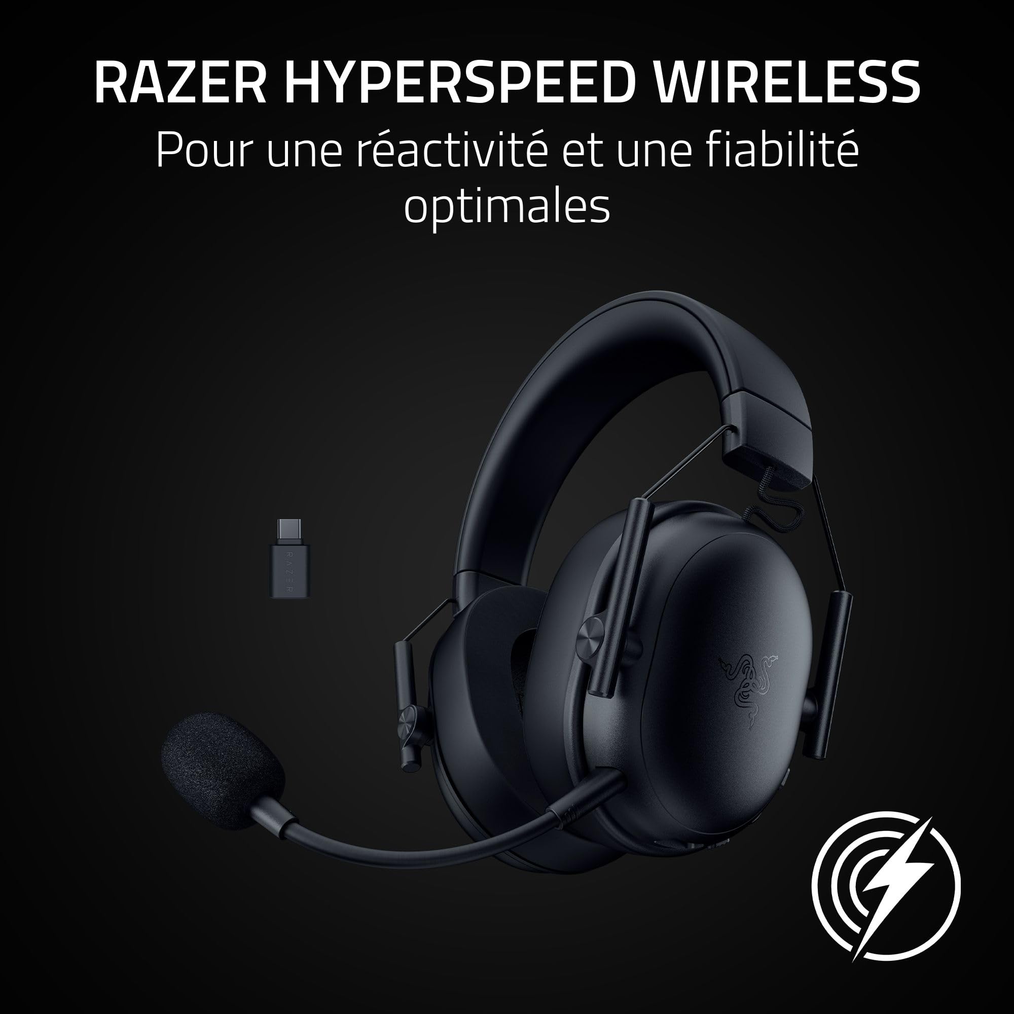 Razer BlackShark V3 X HyperSpeed - HyperSpeed Wireless Gaming Headset for PC: 50mm Drivers - Cardioid Mic - 2.4 GHz, Bluetooth, USB - Works with Mac, PS5, Nintendo