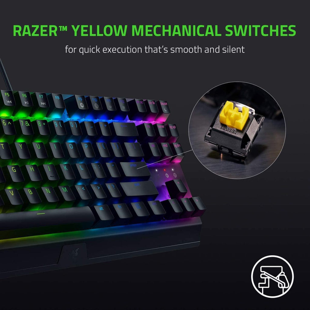 Razer BlackWidow V3 Tenkeyless Mechanical Gaming Keyboard Yellow Switch US. RZ03-034918 00-R3M1
