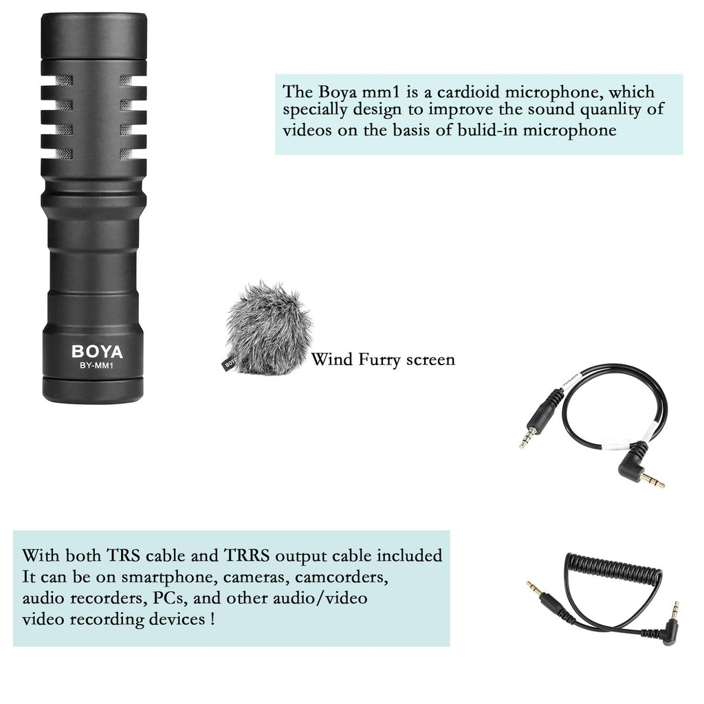 Boya By-Mm1 Video Microphone For Smartphones And DSLR'S