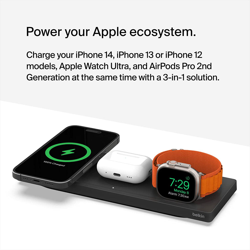 Belkin BoostCharge Pro 3-in-1 Wireless Charging Pad|White