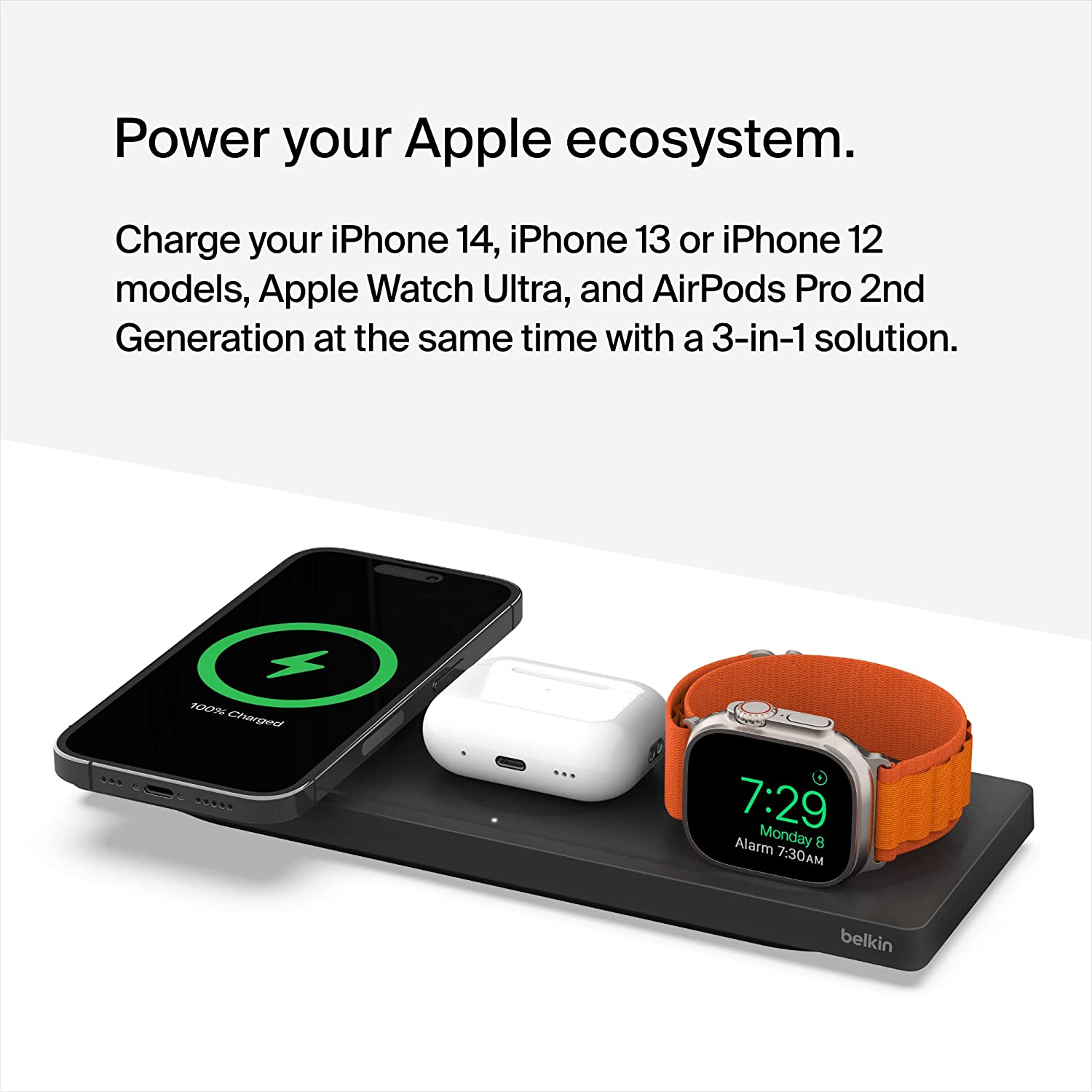 Belkin BoostCharge Pro 3-in-1 Wireless Charging Pad|White