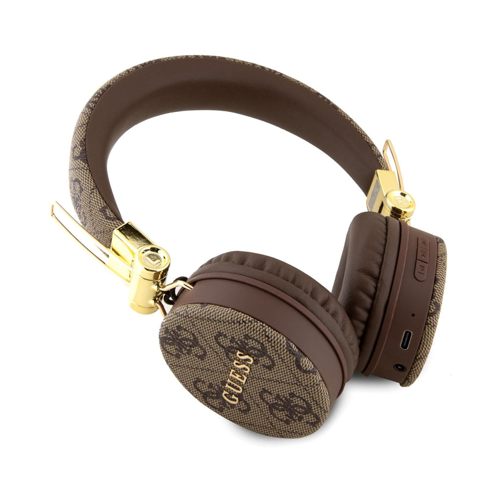 Guess Wireless Speaker with Handle 5W PU 4G Leather Script Logo - Brown