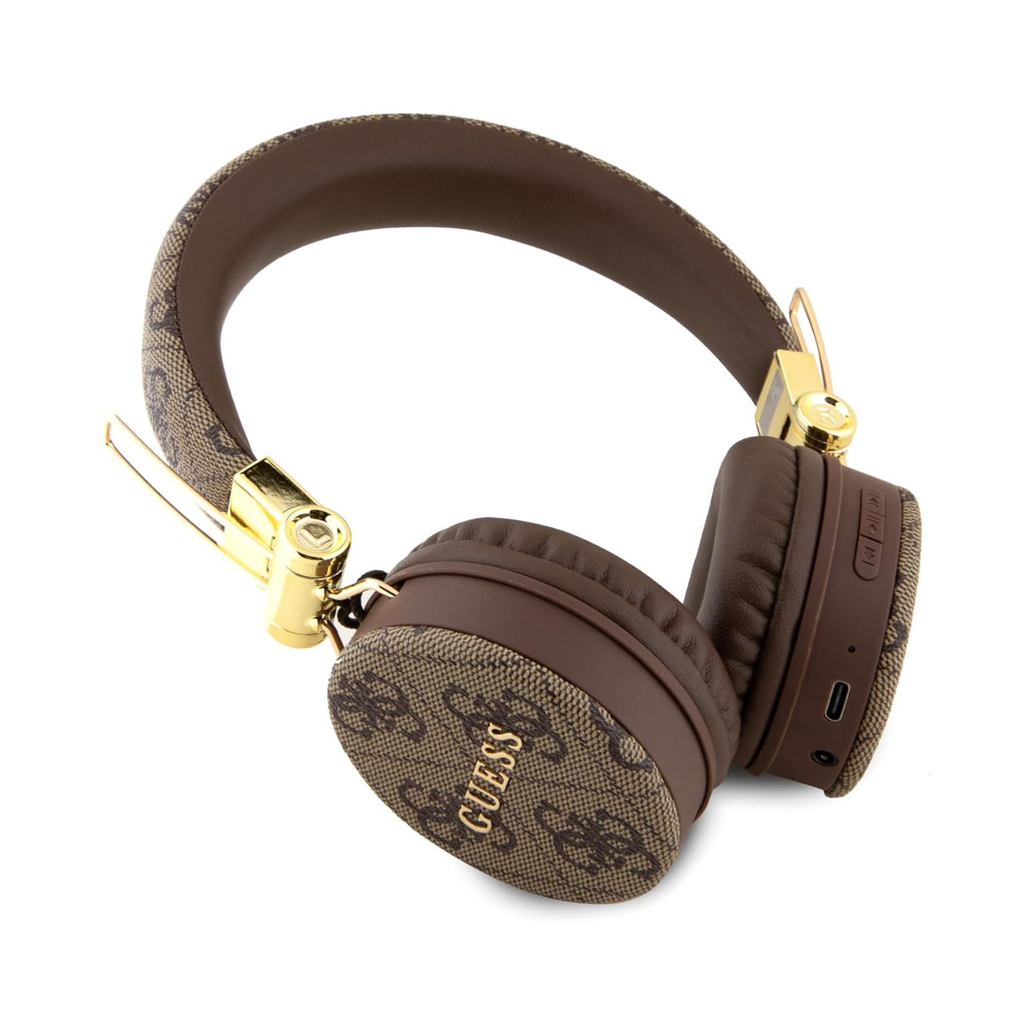 Guess Wireless Speaker with Handle 5W PU 4G Leather Script Logo - Brown
