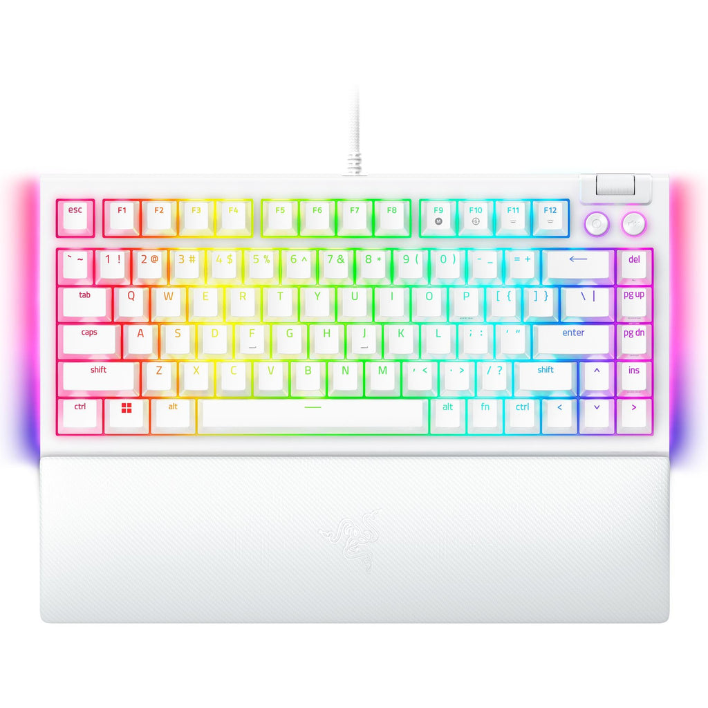 BlackWidow V4 75% - White Ed. - US Layout Mechanical Gaming Keyboard: Hot Swappable Design - Compact & Durable - Orange Tactile Switches - Chroma RGB - Roller & Media…
