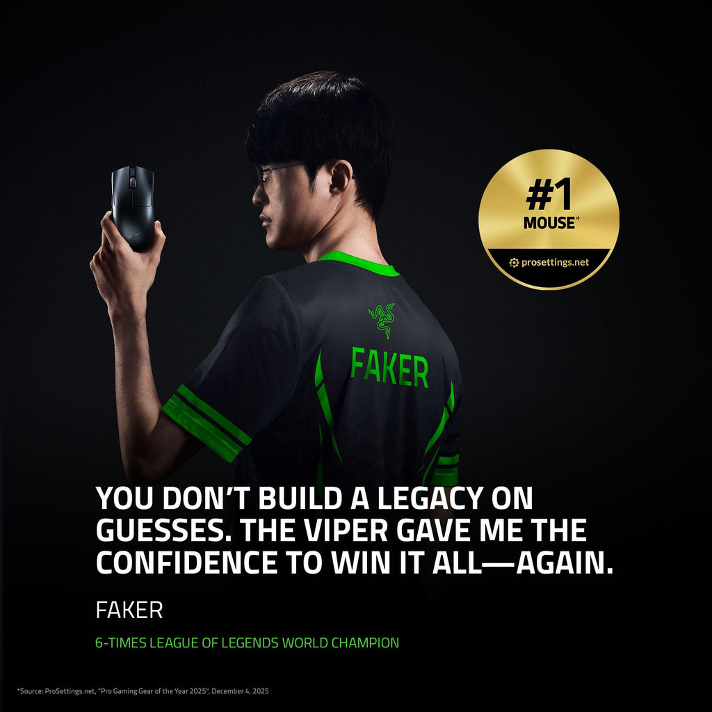 Razer Viper V3 Pro - Black Ultra-lightweight Wireless Symmetrical Esports Mouse 54 G Ultra-Lightweight Design Razer™ Focus Pro 35K Optical Sensor Gen-2 Razer™ HyperPolling 8K Hz Technology