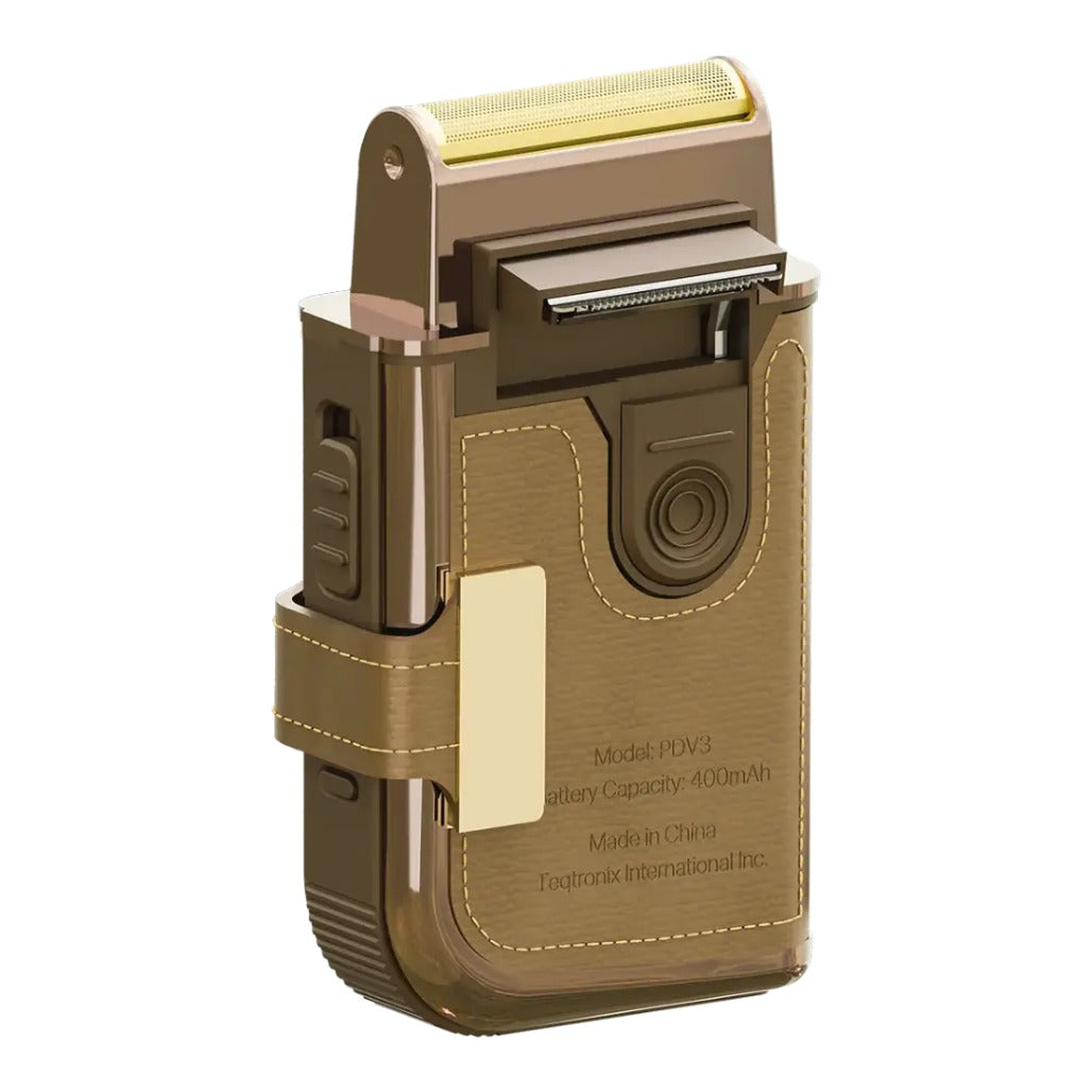 Porodo Clavis Multi-Functional Shaver Kit with Built-In Trimmer & Mirror - Brown