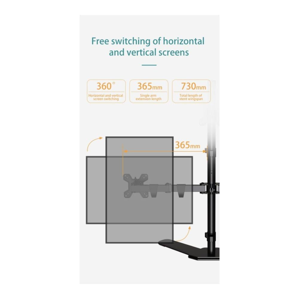 Kaloc DW230T Adjustable Triple Monitor Arm, for Screens 17 to 27 Inches