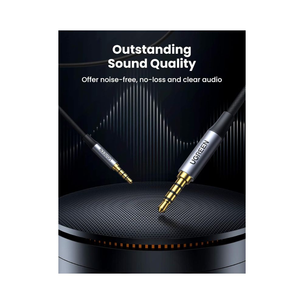UGREEN 4-Pole HIFI AUX Cable, 3.5mm Male to Male, Mic Support, Available in 1M, 3M, 5M - AV183 10648 20785 90788