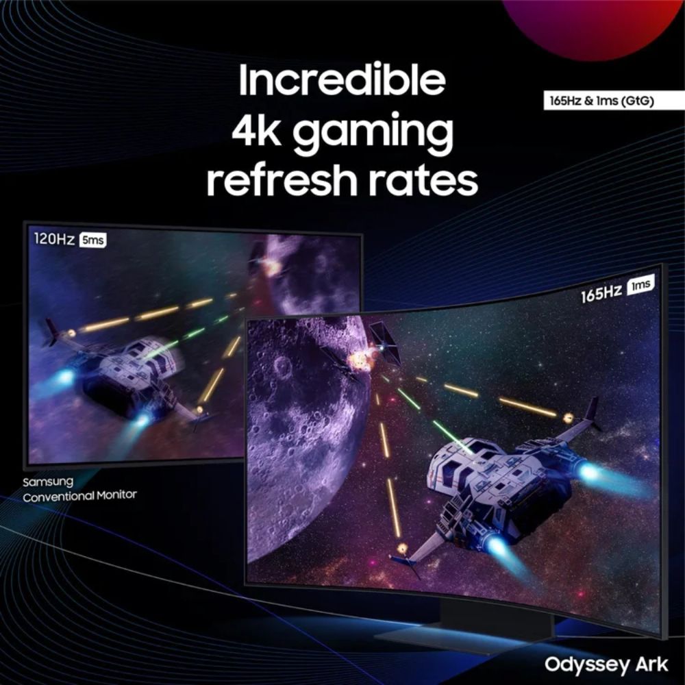 شاشة ألعاب سامسونج Odyssey G55C Series QHD 1000R منحنية مقاس 32 بوصة، زمن استجابة 1 مللي ثانية (MPRT) AMD Radeon FreeSync LS32CG550ENXZA 
