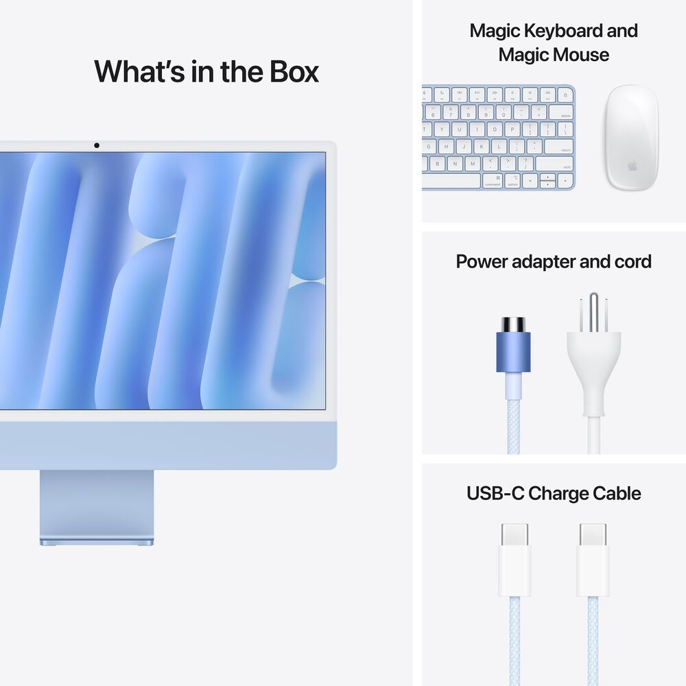 Apple iMac 24" Nano Texture Glass - M4 Chip - 10-Core CPU - 10-Core GPU - 32GB RAM - 1TB SSD - Blue